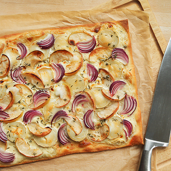 Apfel Ziegenkäse Flammkuchen herb und süß zugleich Buffet Ok